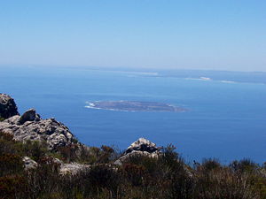 Robben Island as viewed from Table Mountain