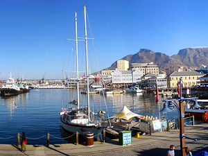 A panoramic view over the Victoria Basin at the V&A Waterfront