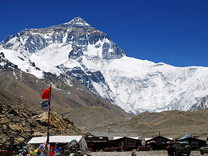 Mount Everest seen from the Everest Base Camp on China side