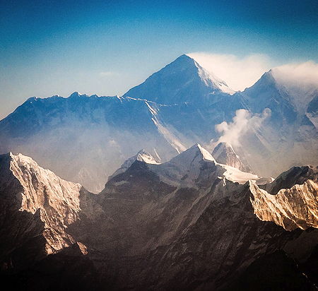 Nuptse, Mt. Everest and Lhotse in the early morning