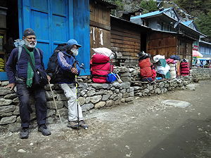 People taking a short rest on Everest Base Camp Trail, Nepal