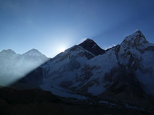 The sun rising on Everest in 2011