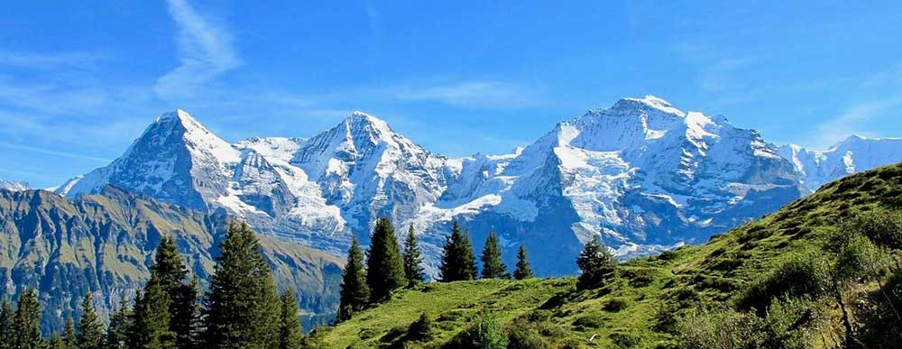 Grindelwald's highest mountains, the Monch, Jungfrau and Eiger