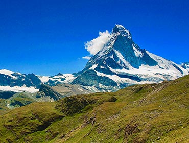 The postcard-perfect Matterhorn towers over Zermatt