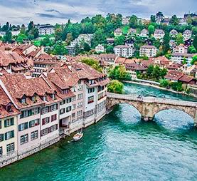 The River Aare snakes around Bern's Old Town