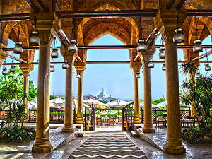 View of Mosque of Muhammad Ali from Studio Masr Restaurant
