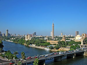 View of the Nile River and Gezira island, al -gala bridge, Cairo, Egypt