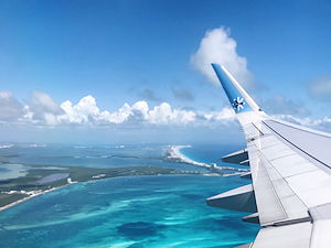 The view of Cancun from the airplane
