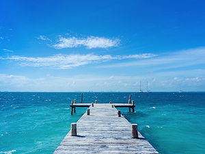 A pier into the sea at the Isla Mujeres