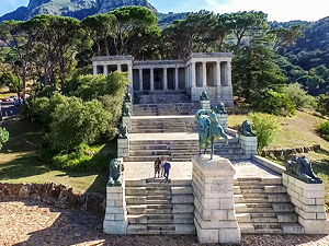 The memorial sits on Devil's peak nearby the University of Cape Town