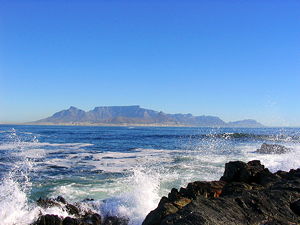 Robben island coast with a view of Table Mountain