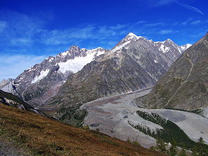 Mia glacier in the Mont Blanc massif (Italian part)