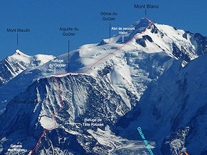 The Gouter route at Mont Blanc, Chamonix, France