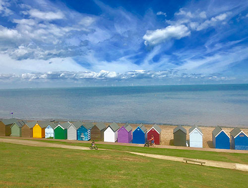 The beautiful beach huts adorning the Whitstable coastline