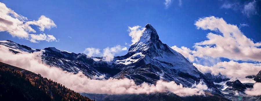 The panorama view of Matterhorn in the early morning hours