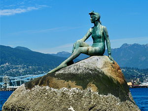 Girl in a Wetsuit by Elek Imredy (1972), is a statue similar to The Little Mermaid, but stands in Vancouver, Canada