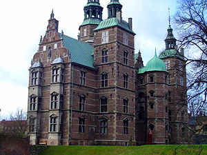 The Rosenborg castle seen from the right in Copenhagen, Denmark