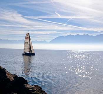 A boat on Lac Leman at Geneva, Switzerland