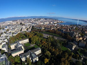 An aerial view of the Parc des Bastions in Geneva