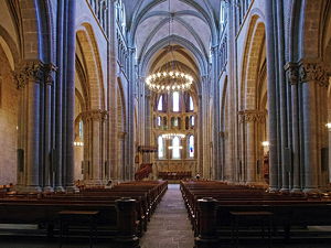 The nave of St. Pierre Cathedral in Geneva
