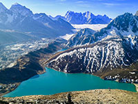 Gokyo lake, found at an altitude of 4,790 metres in the Everest Region.
