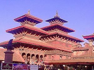 A three-storey temple in Patan