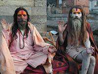 Sadhu's sitting outside Nepal's Pashputinath Temple