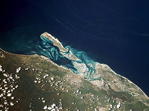 Satellite view of the Bazaruto Archipelago National Park