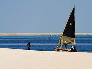Dhow and fishermen on Magaruque Island, Mozambique