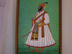 A portrait of Chhatrapati Sivaji at the Chhatrapati Shivaji Vastu Sangrahalay