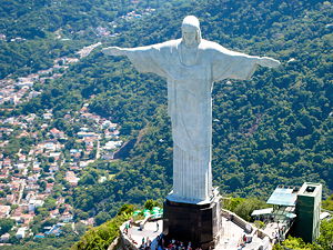 Aerial view of the Christ statue in Rio de Janeiro