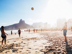 People playing volleyball at Ipanema Beach