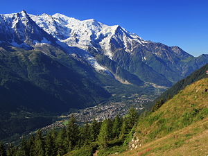 Chamonix valley and Mont Blanc as seen from la Flégère (© Ximonic, CC BY-SA 3.0)