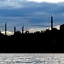 The silhouette of the Blue Mosque and the Hagia Sophia, two of Istanbul's top attractions. 