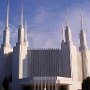 The futuristic Temple of the Church of Latter Day Saints.