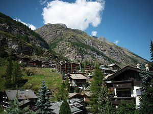 Cabins on the hillside in Zermatt