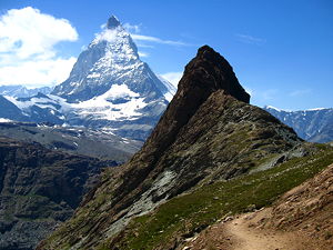 Matterhorn (left) and Riffelhorn (right) in Zermatt