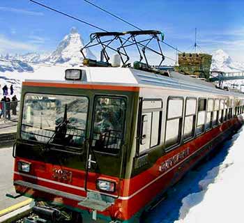 The Zermatt Gornergrat railway at 3,100m altitude